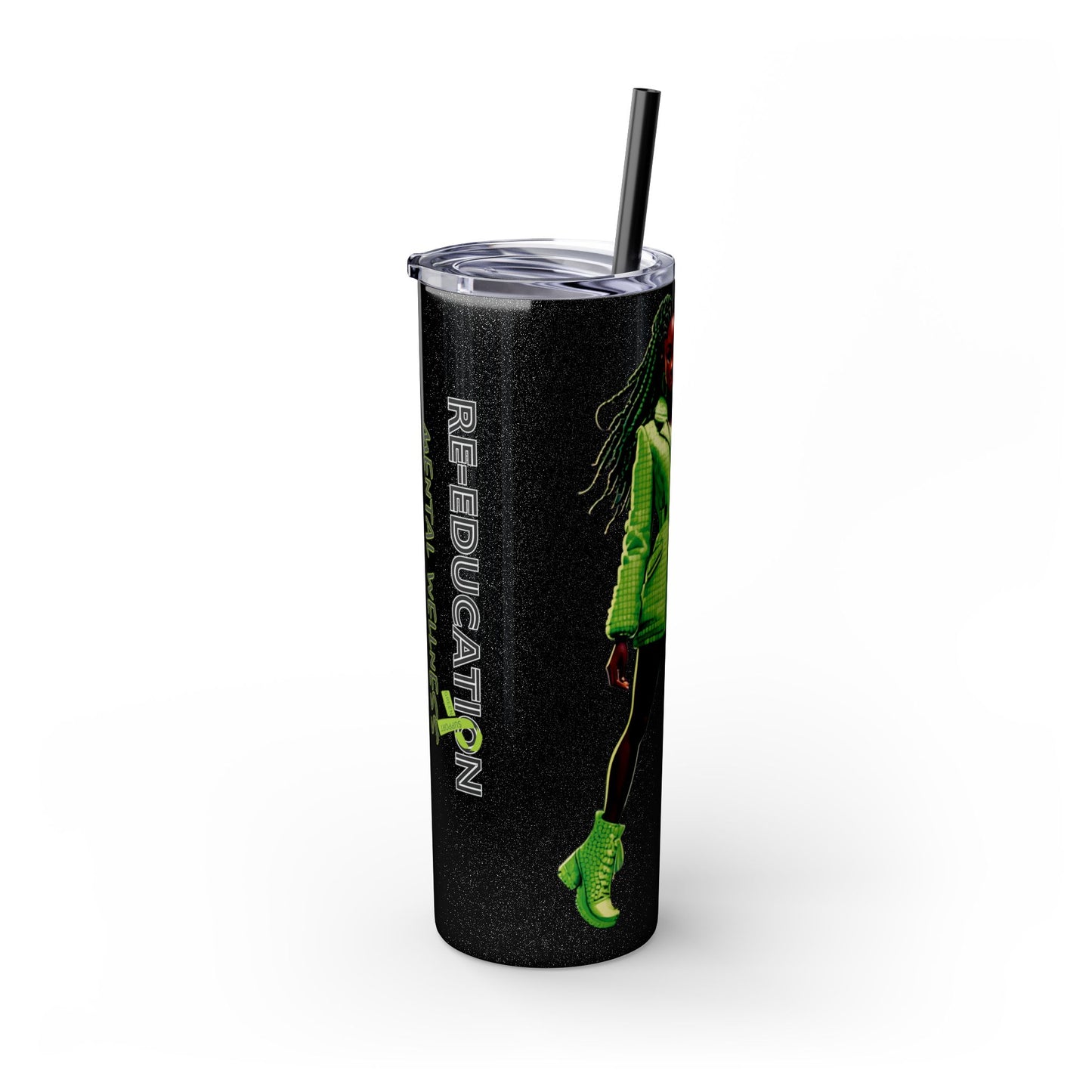 I SUPPORT GREEN - Skinny Tumbler with Straw, 20oz