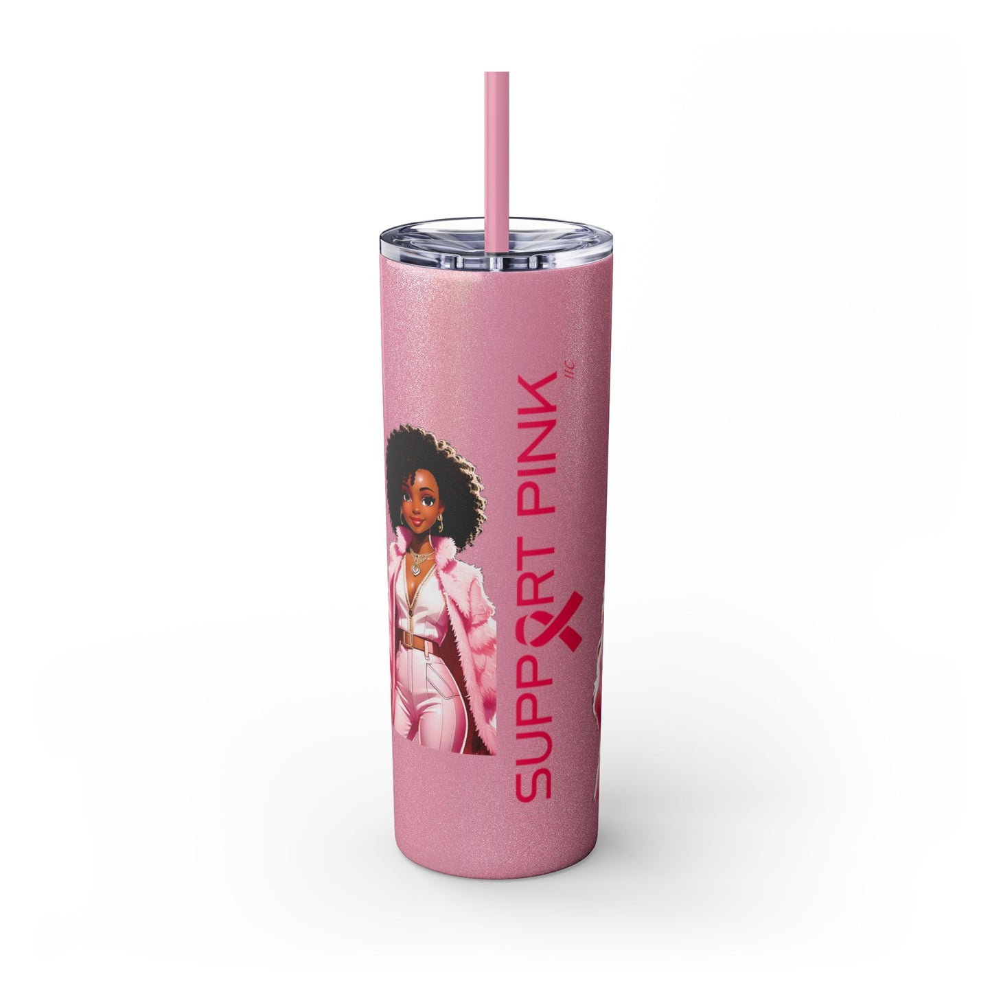 SUPPORT PINK - Skinny Tumbler with Straw, 20oz