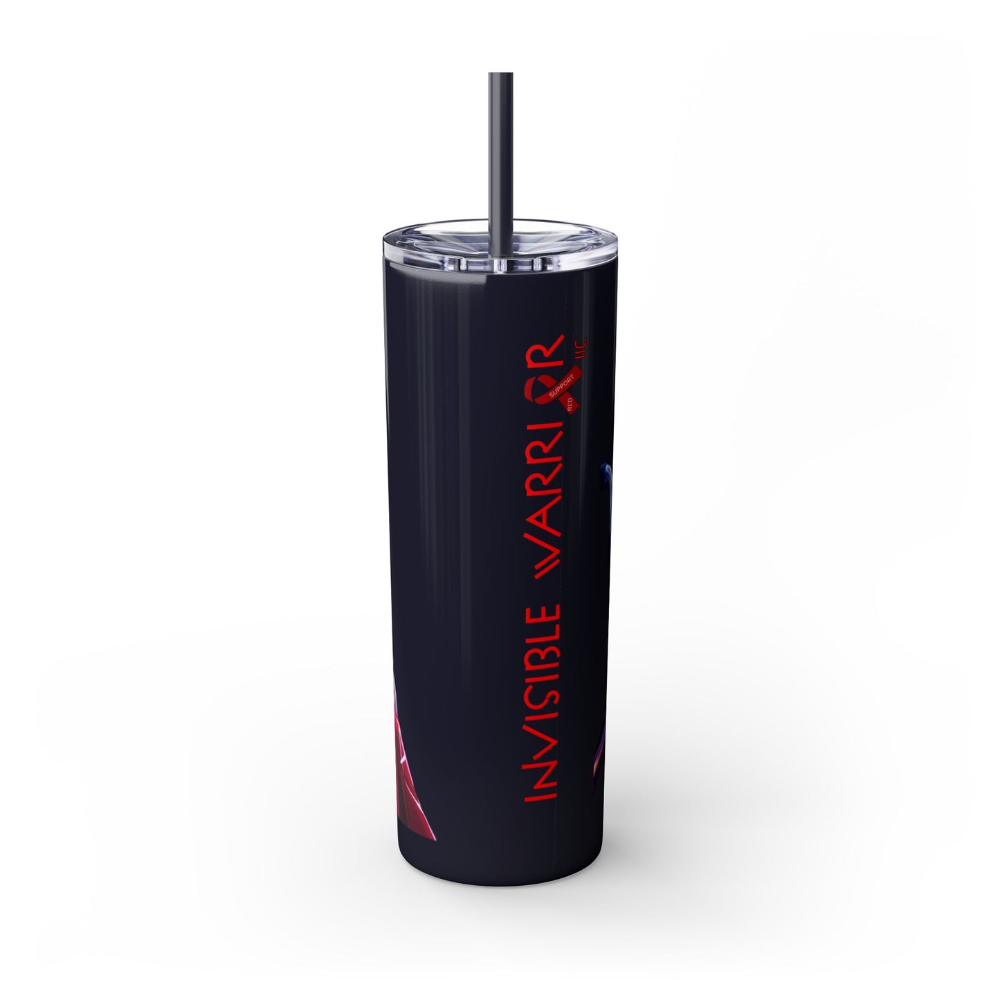 I SUPPORT RED - Skinny Tumbler with Straw, 20oz