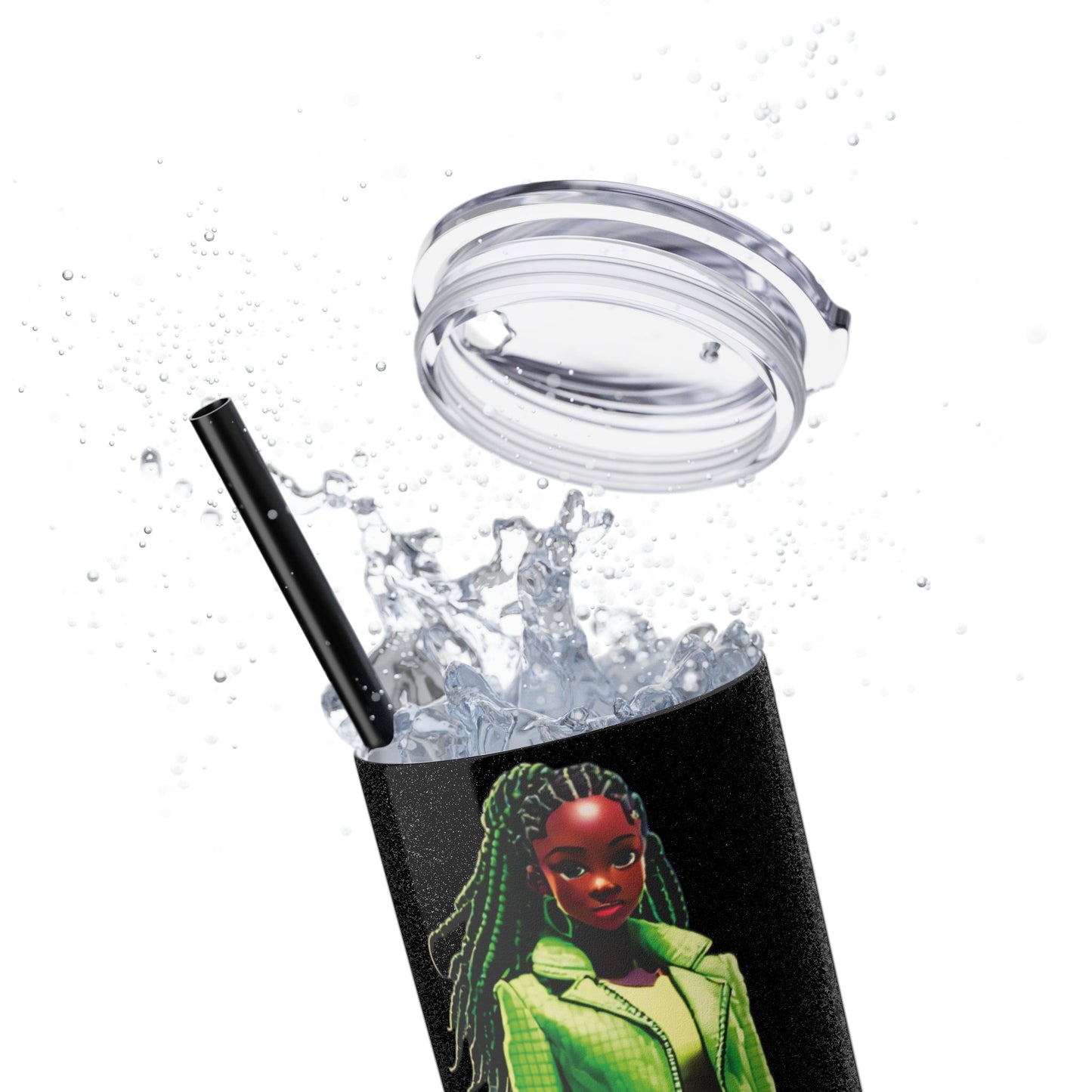 I SUPPORT GREEN - Skinny Tumbler with Straw, 20oz