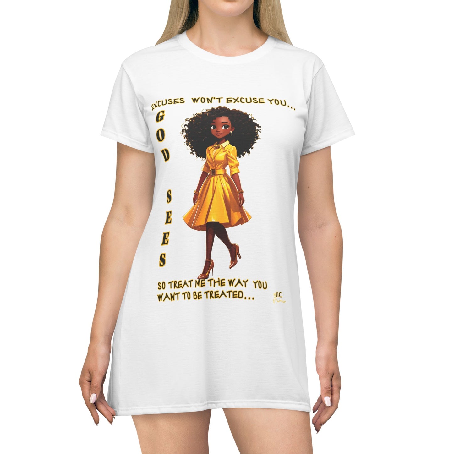 GOD SEES - T-Shirt Dress (AOP)