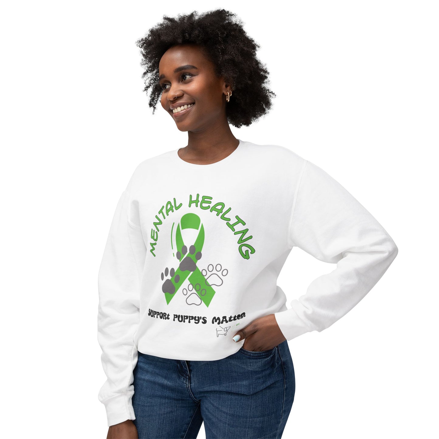 MENTAL WELLNESS - SUPPORT PUPPIES - Unisex Lightweight Crewneck Sweatshirt