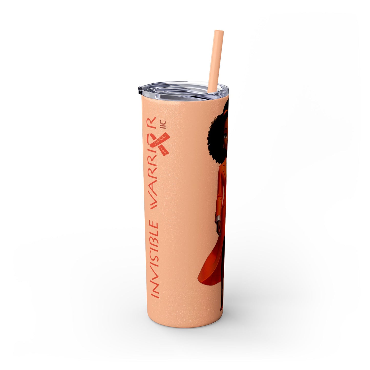 I SUPPORT ORANGE - Skinny Tumbler with Straw, 20oz
