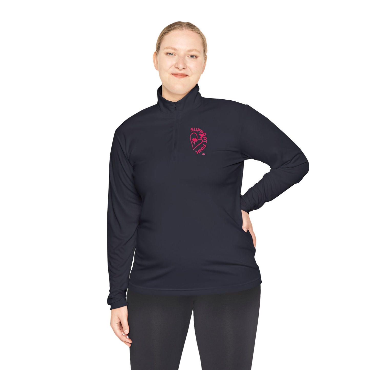 SUPPORT PINK 2 - Unisex Quarter-Zip Pullover