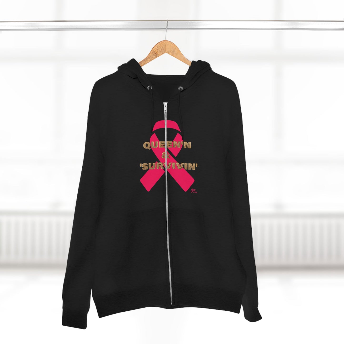 QUEEN'N & 'SURVIVIN' - PINK -Unisex Zip Hoodie