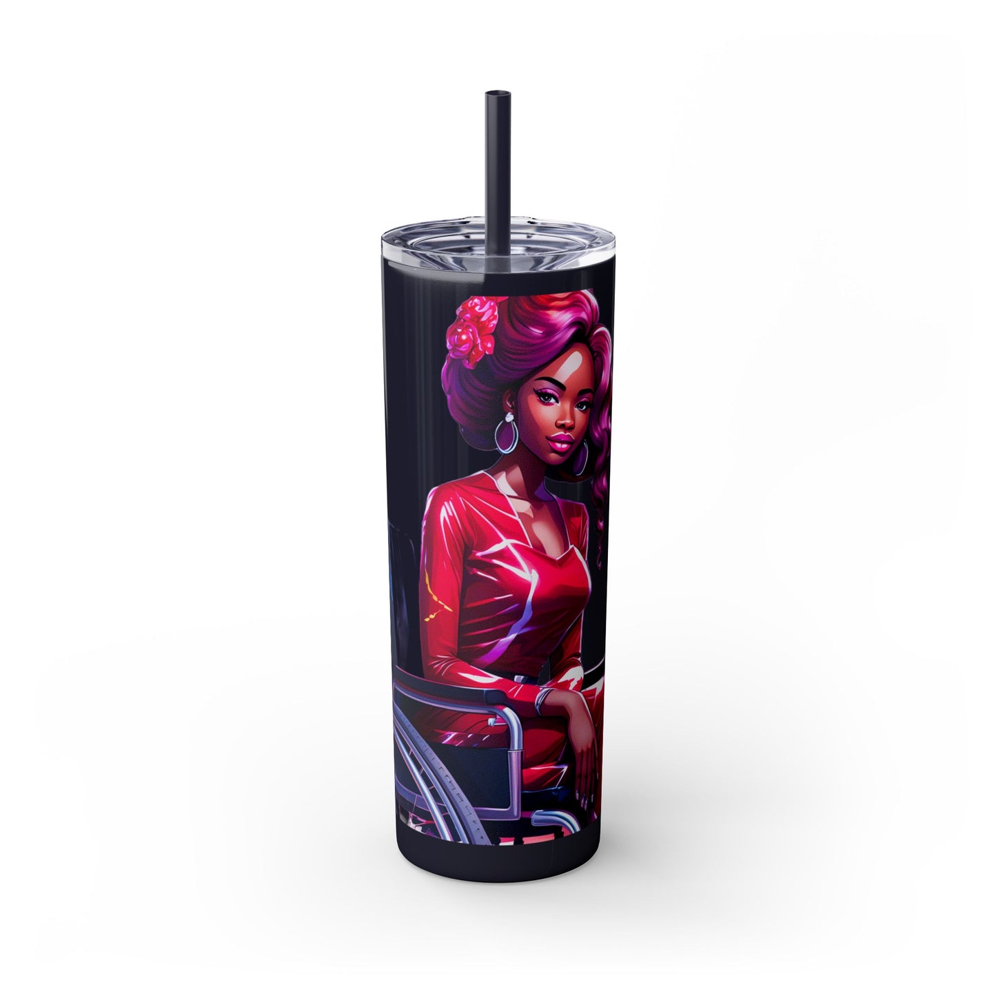I SUPPORT RED - Skinny Tumbler with Straw, 20oz