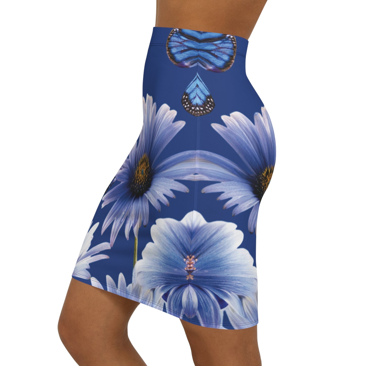 I SUPPORT BLUE -Mid-Waist Pencil Skirt