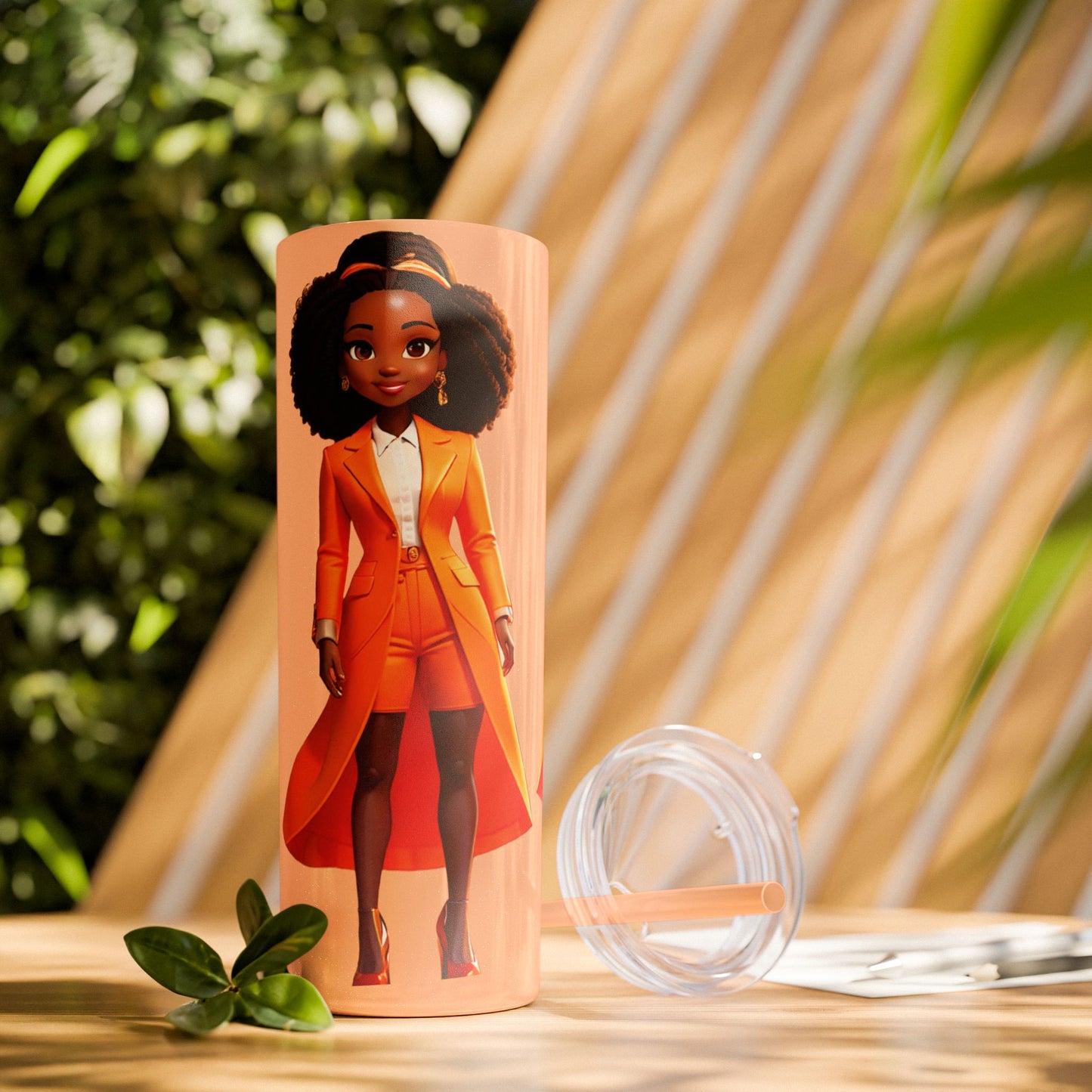 I SUPPORT ORANGE - Skinny Tumbler with Straw, 20oz