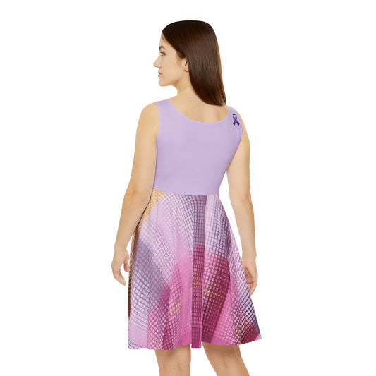 I Support Line: Purple - Women's Skater Dress - Custom All-Over Print - High-Quality Fabric Blend, Comfortable & Stylish - Ideal for Any Occasion - Made In America