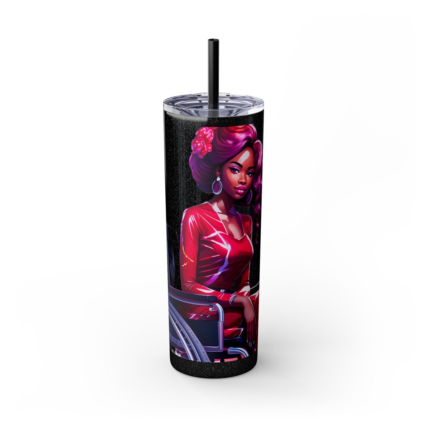 I SUPPORT RED - Skinny Tumbler with Straw, 20oz