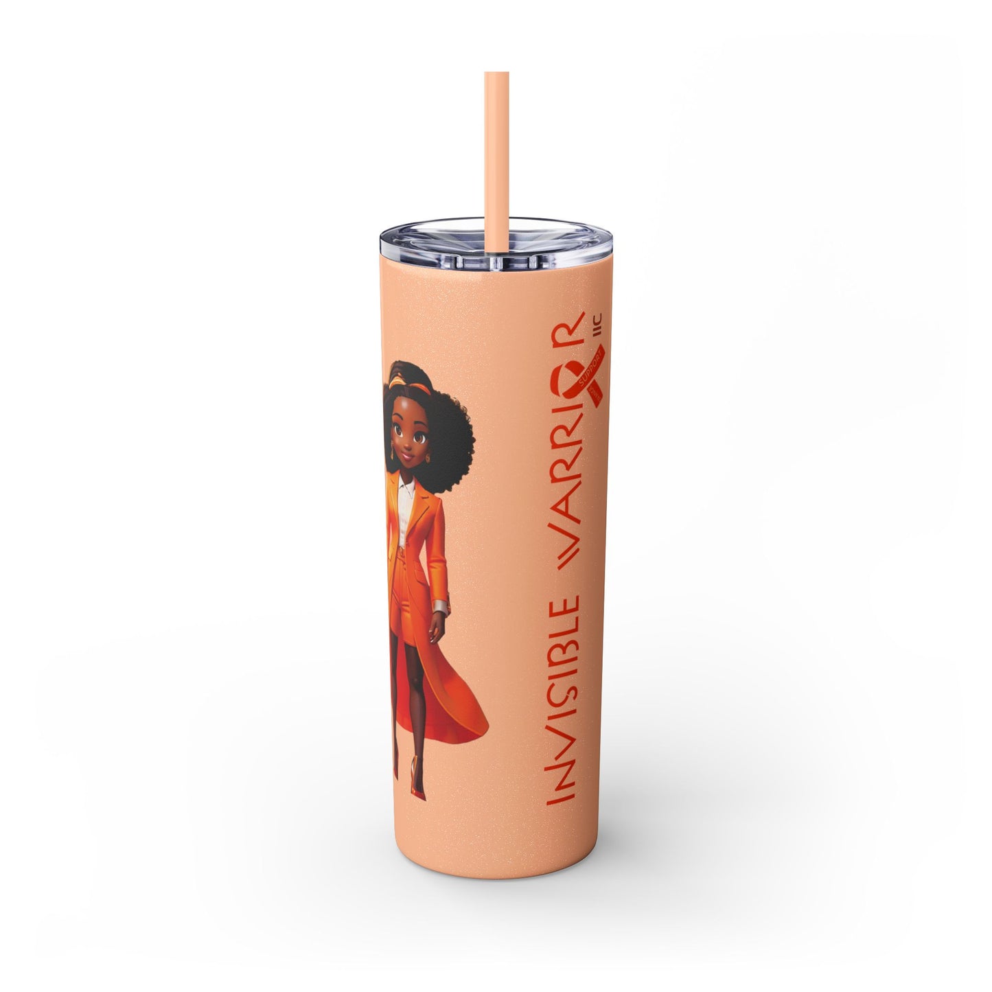 I SUPPORT ORANGE - Skinny Tumbler with Straw, 20oz