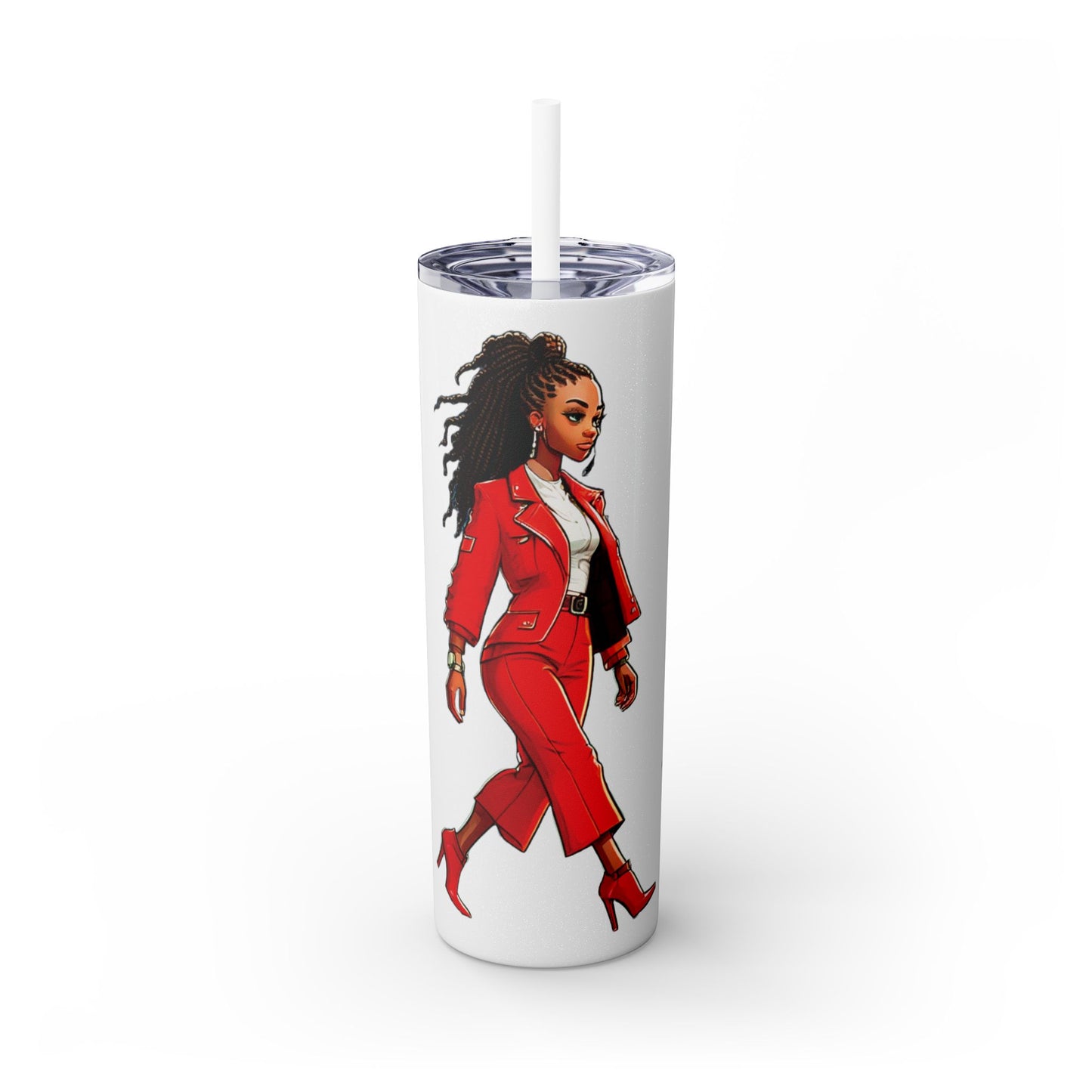I SUPPORT RED - Skinny Tumbler with Straw, 20oz