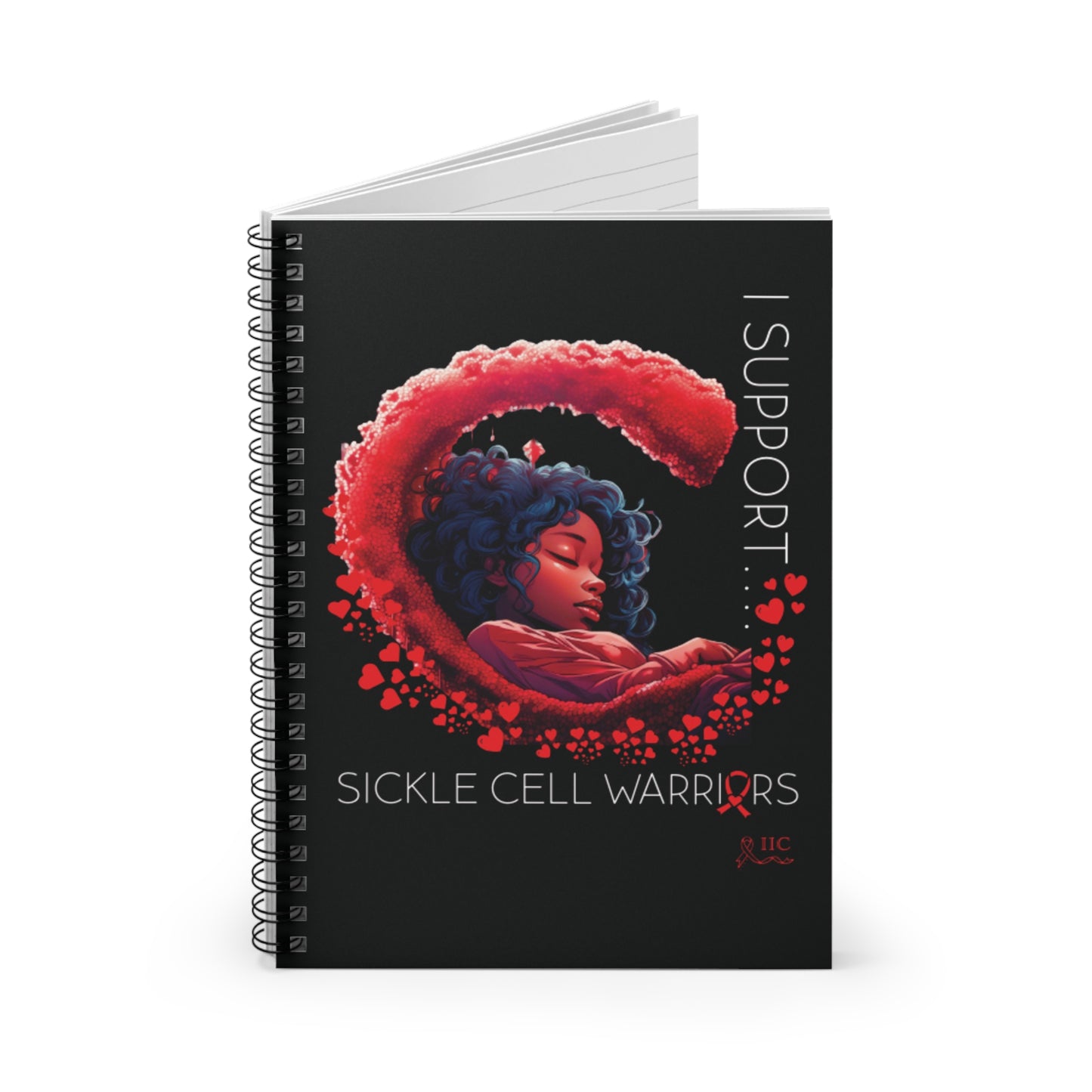 I Support: "Sickle Cell" - Ruled Line, Spiral Notebook, 118 6x8 Inches