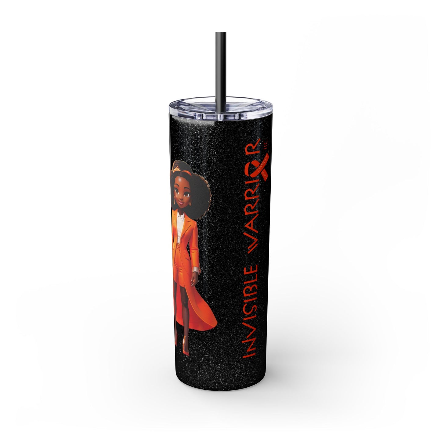 I SUPPORT ORANGE - Skinny Tumbler with Straw, 20oz