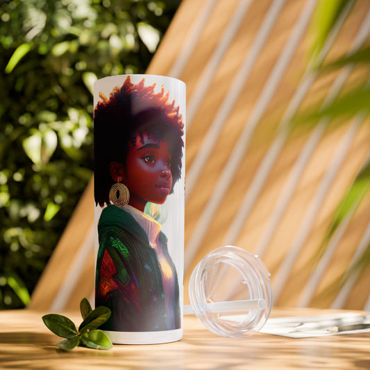 I SUPPORT GREEN - Skinny Tumbler with Straw, 20oz
