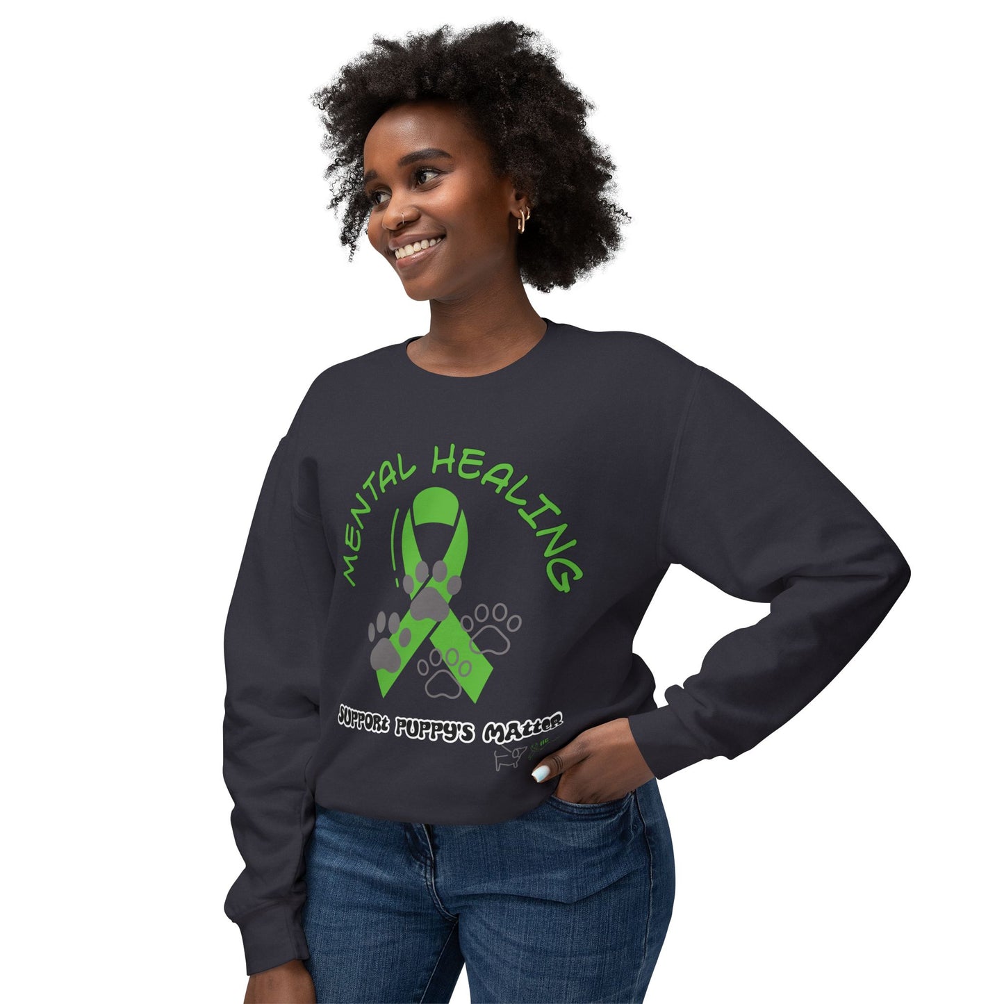 MENTAL WELLNESS - SUPPORT PUPPIES - Unisex Lightweight Crewneck Sweatshirt