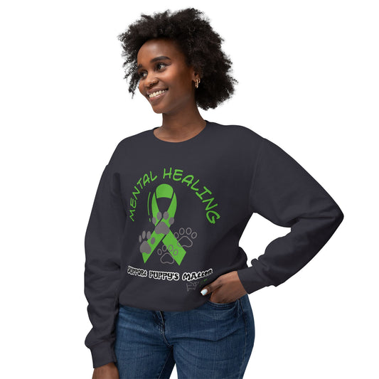 MENTAL WELLNESS - SUPPORT PUPPIES - Unisex Lightweight Crewneck Sweatshirt