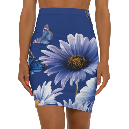 I SUPPORT BLUE -Mid-Waist Pencil Skirt
