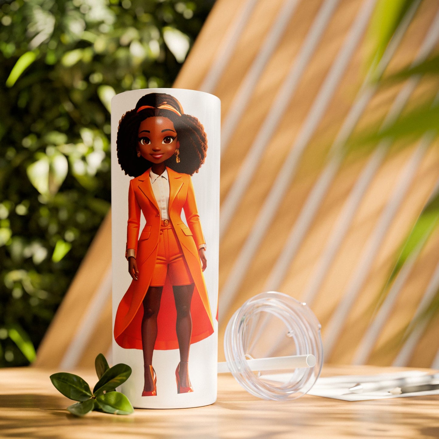 I SUPPORT ORANGE - Skinny Tumbler with Straw, 20oz