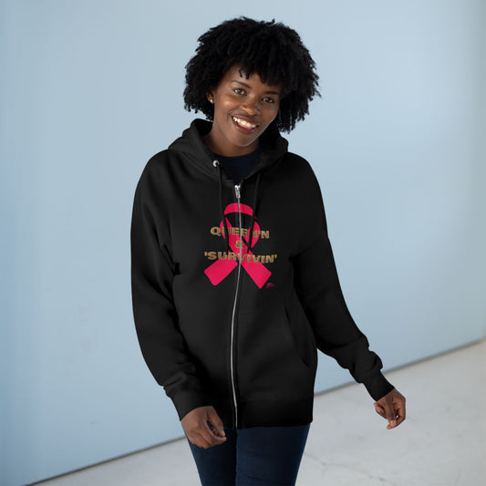 QUEEN'N & 'SURVIVIN' - PINK -Unisex Zip Hoodie