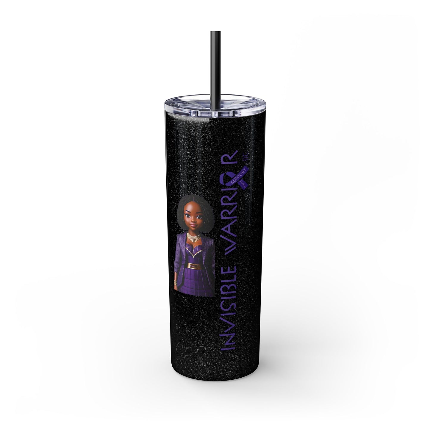 I SUPPORT PURPLE - Skinny Tumbler with Straw, 20oz