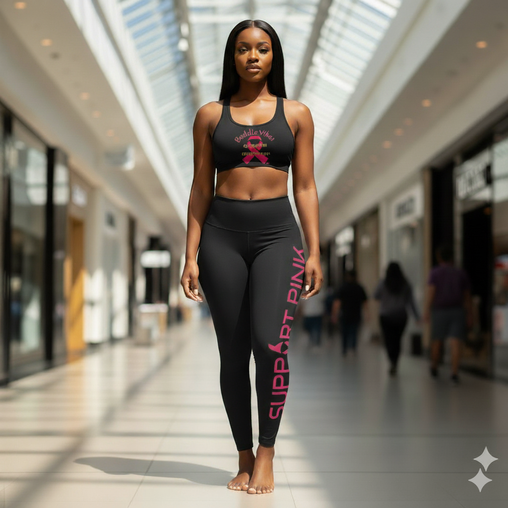 Support Pink : Baddie Vibes Sports Bra, Motivational  Workout Top, Fitness Wear, Breast Cancer Awareness