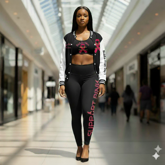 Support Pink: Baddie Vibes Unisex Jacket, Breast Cancer Awareness Apparel, Team Support Events, Cozy Outerwear, Unique Graphics, Empowerment