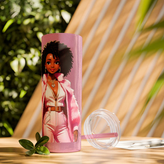 SUPPORT PINK - Skinny Tumbler with Straw, 20oz