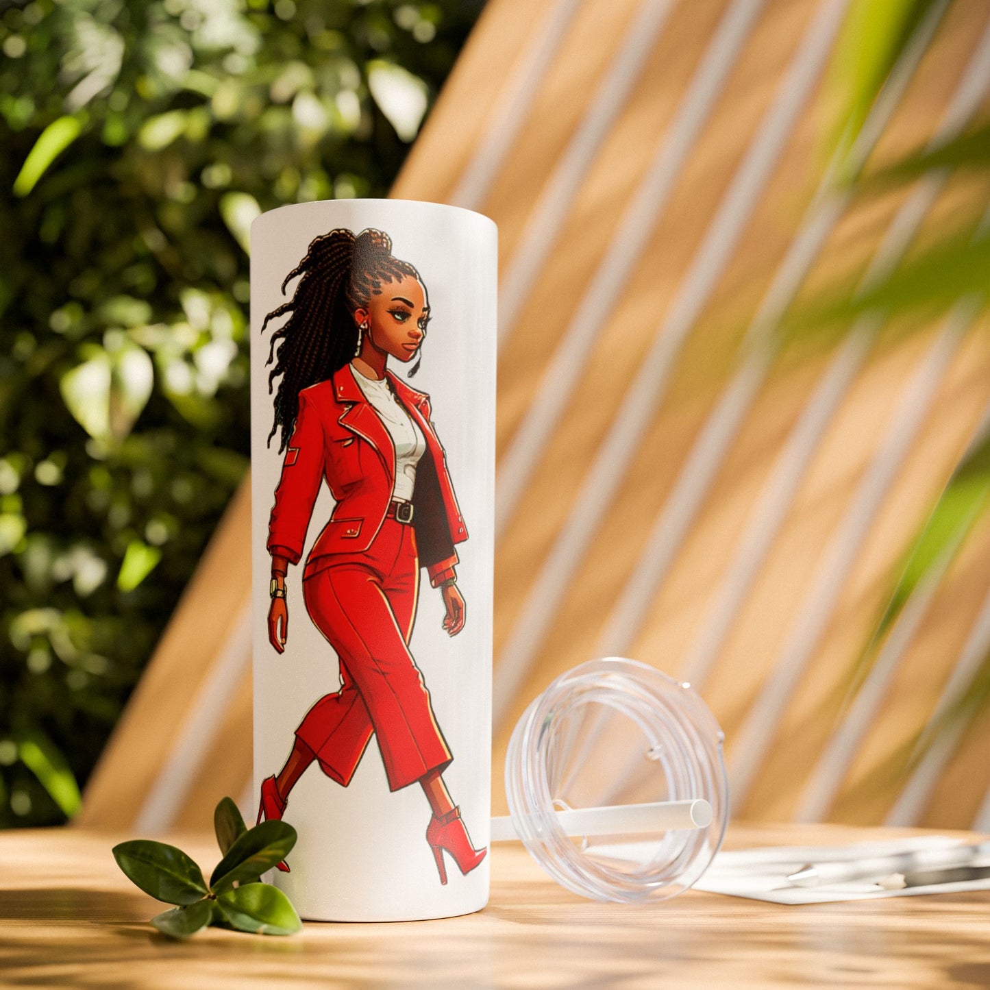 I SUPPORT RED - Skinny Tumbler with Straw, 20oz