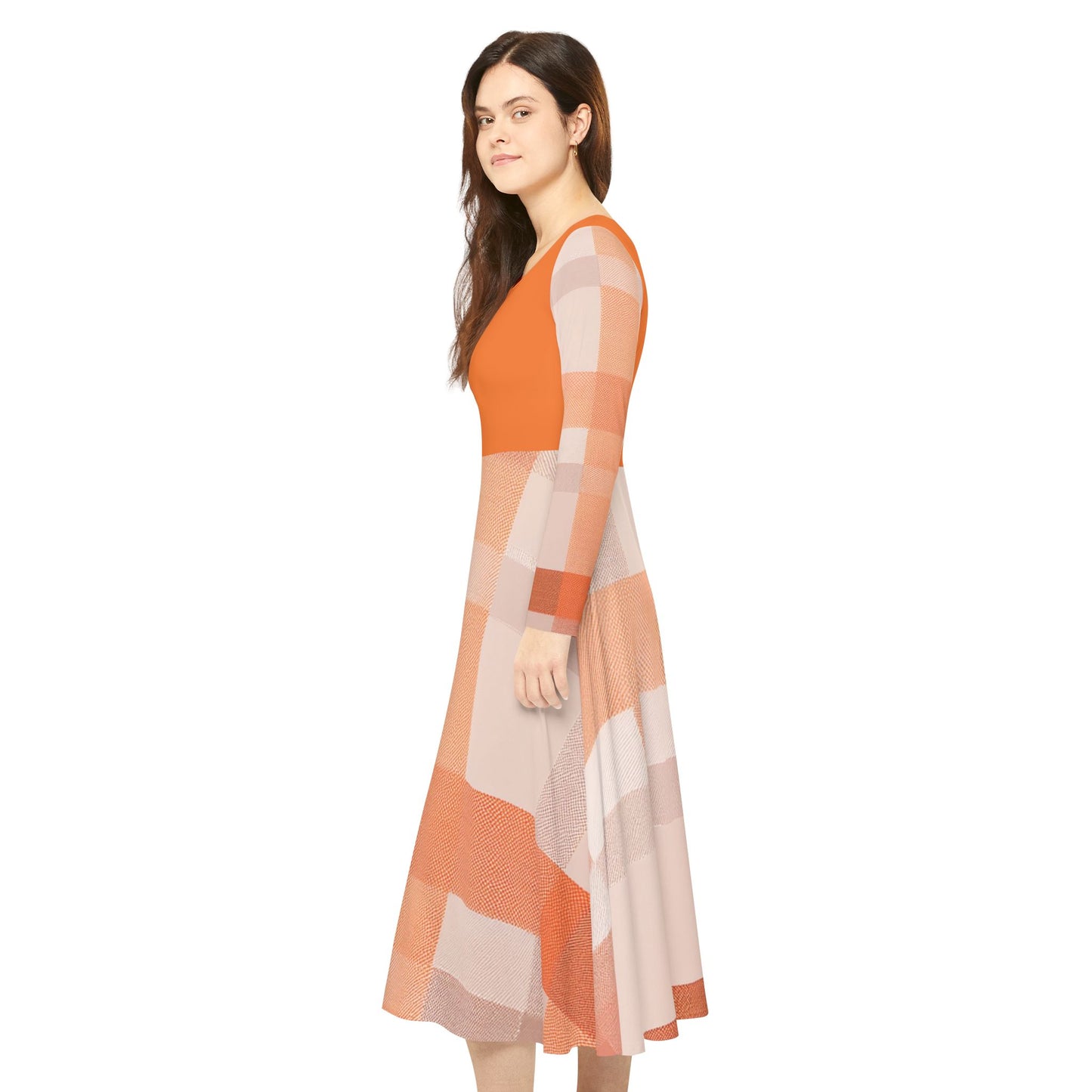 I SUPPORT ORANGE - Women's Long Sleeve Dance Dress (AOP)