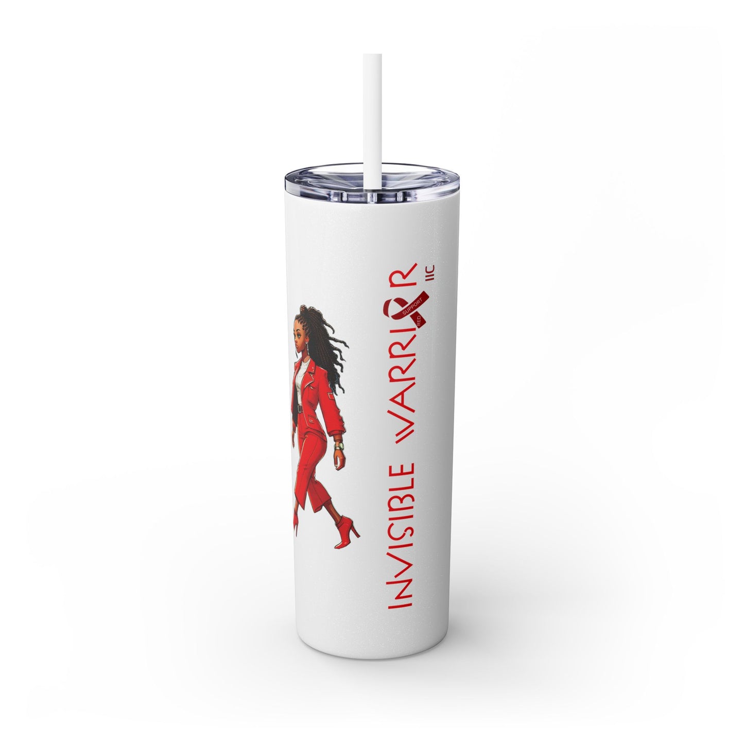 I SUPPORT RED - Skinny Tumbler with Straw, 20oz