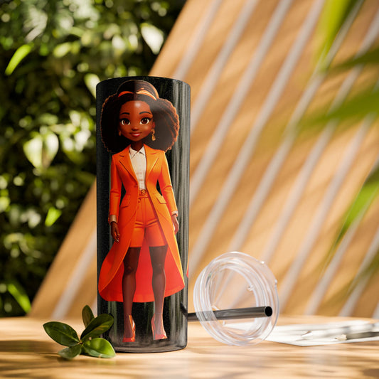 I SUPPORT ORANGE - Skinny Tumbler with Straw, 20oz