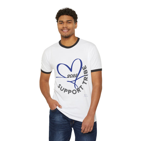 SUPPORT BLUE - Unisex Cotton Ringer T-Shirt