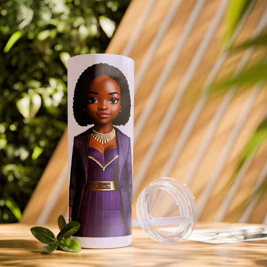 I SUPPORT PURPLE - Skinny Tumbler with Straw, 20oz