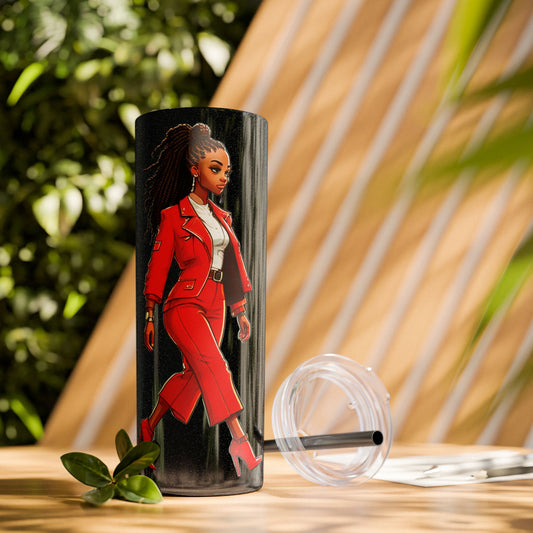 I SUPPORT RED - Skinny Tumbler with Straw, 20oz