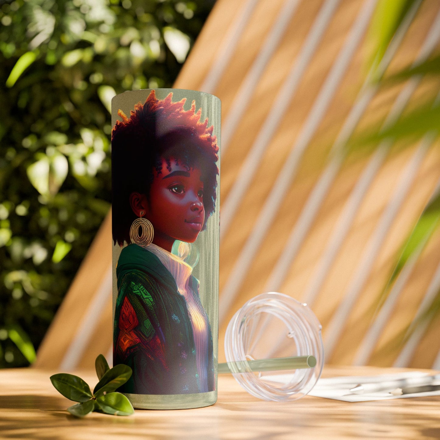 I SUPPORT GREEN - Skinny Tumbler with Straw, 20oz