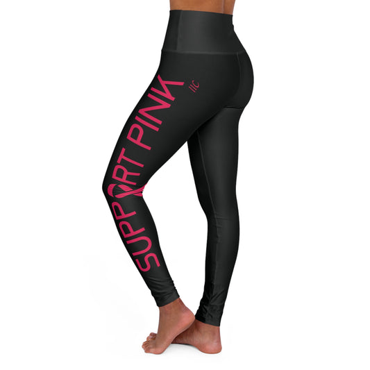SUPPORT PINK 2 - High Waisted Yoga Leggings (AOP)