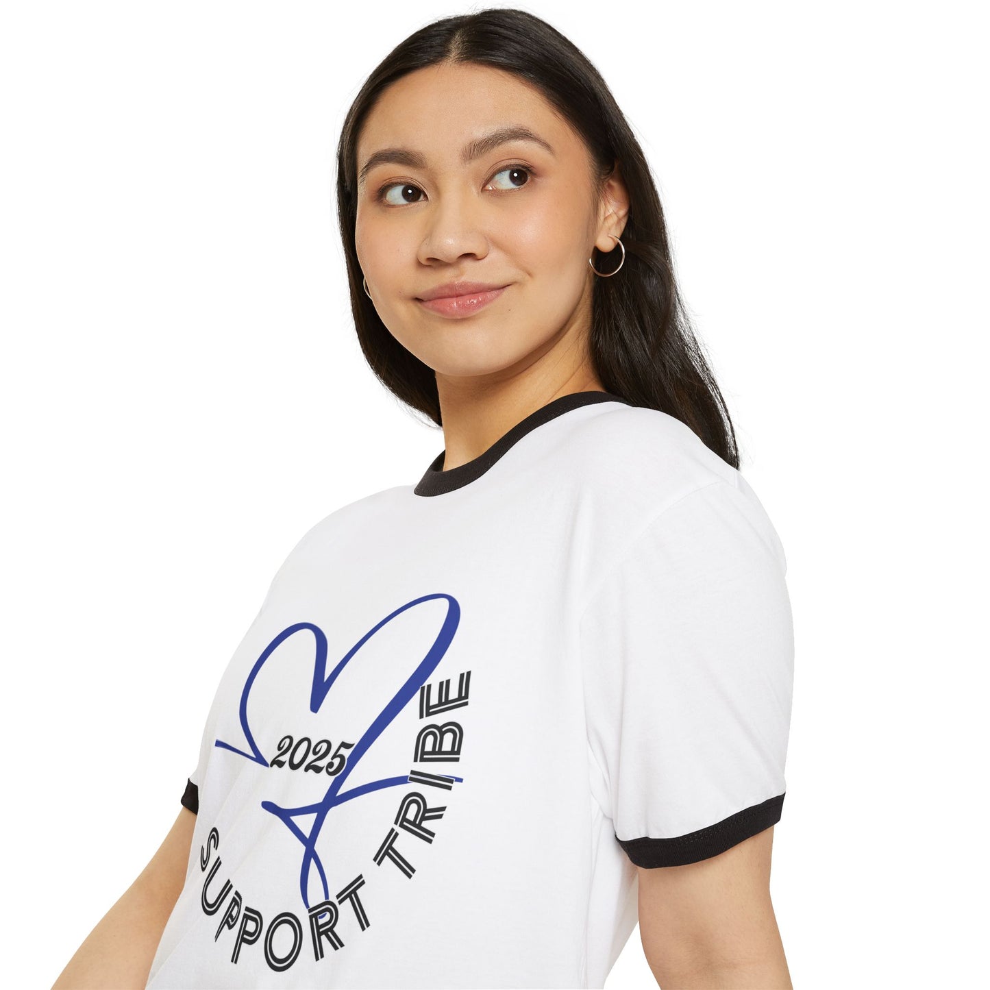 SUPPORT BLUE - Unisex Cotton Ringer T-Shirt