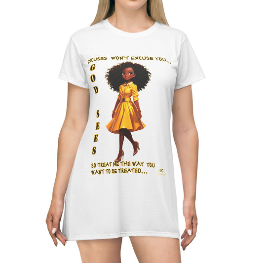 GOD SEES - T-Shirt Dress (AOP)